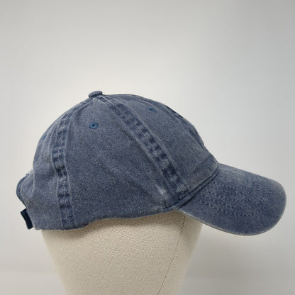 Unbranded Strapback Hat Blue One Size Adjustable Vented Holes Denim Blank