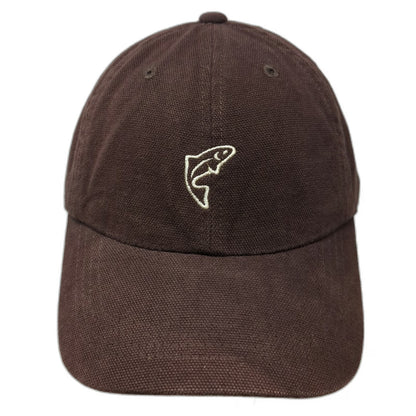 Trout Unlimited Baseball Cap Brown One Size Embroidered Fish Logo Hat Cotton
