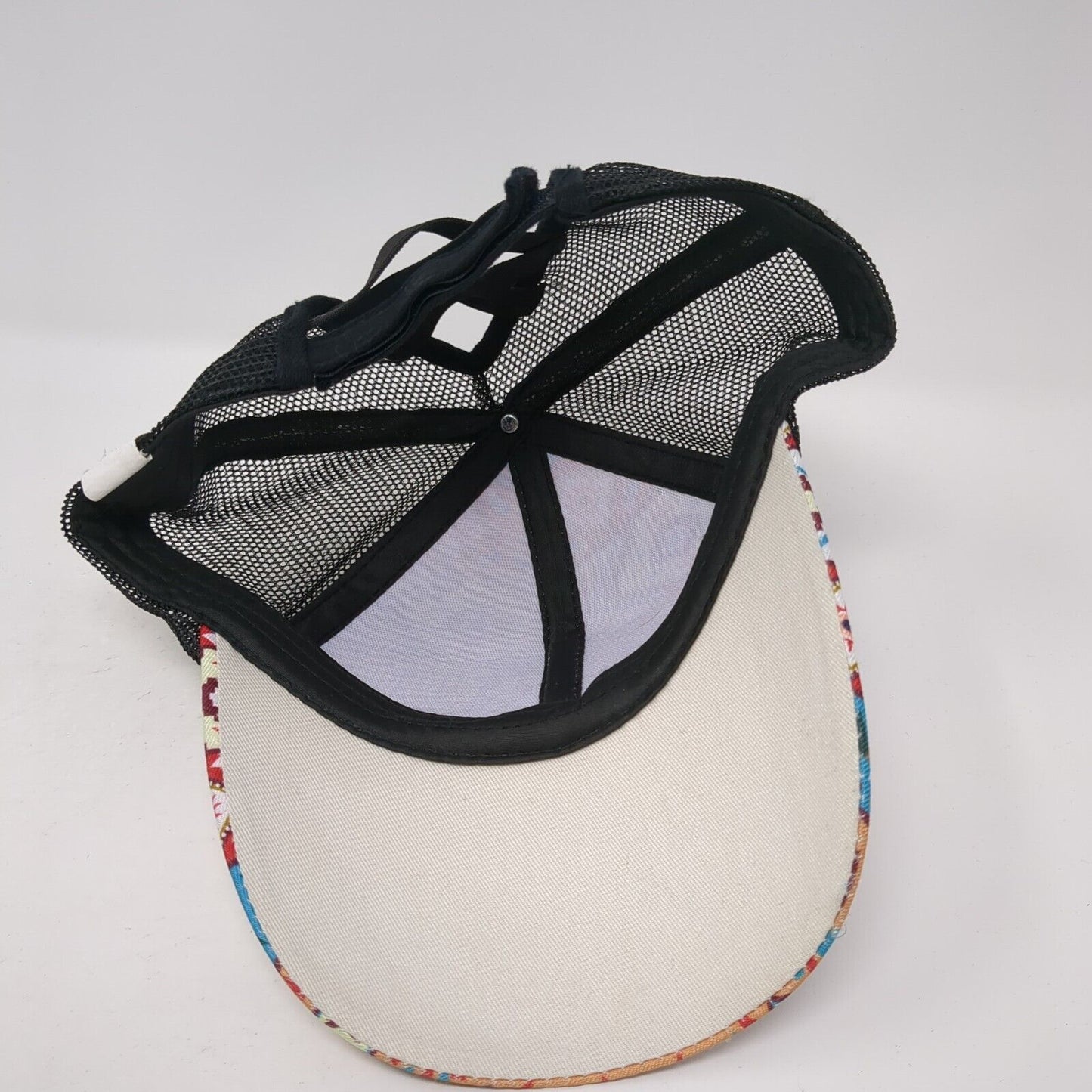 Campin Cowgirl Strapback Trucker Hat Ponytail Multi One Size Aztec