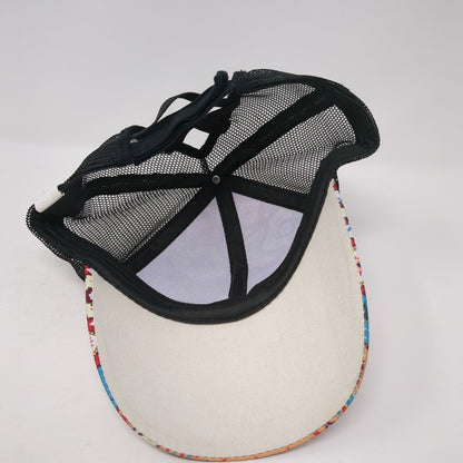 Campin Cowgirl Strapback Trucker Hat Ponytail Multi One Size Aztec