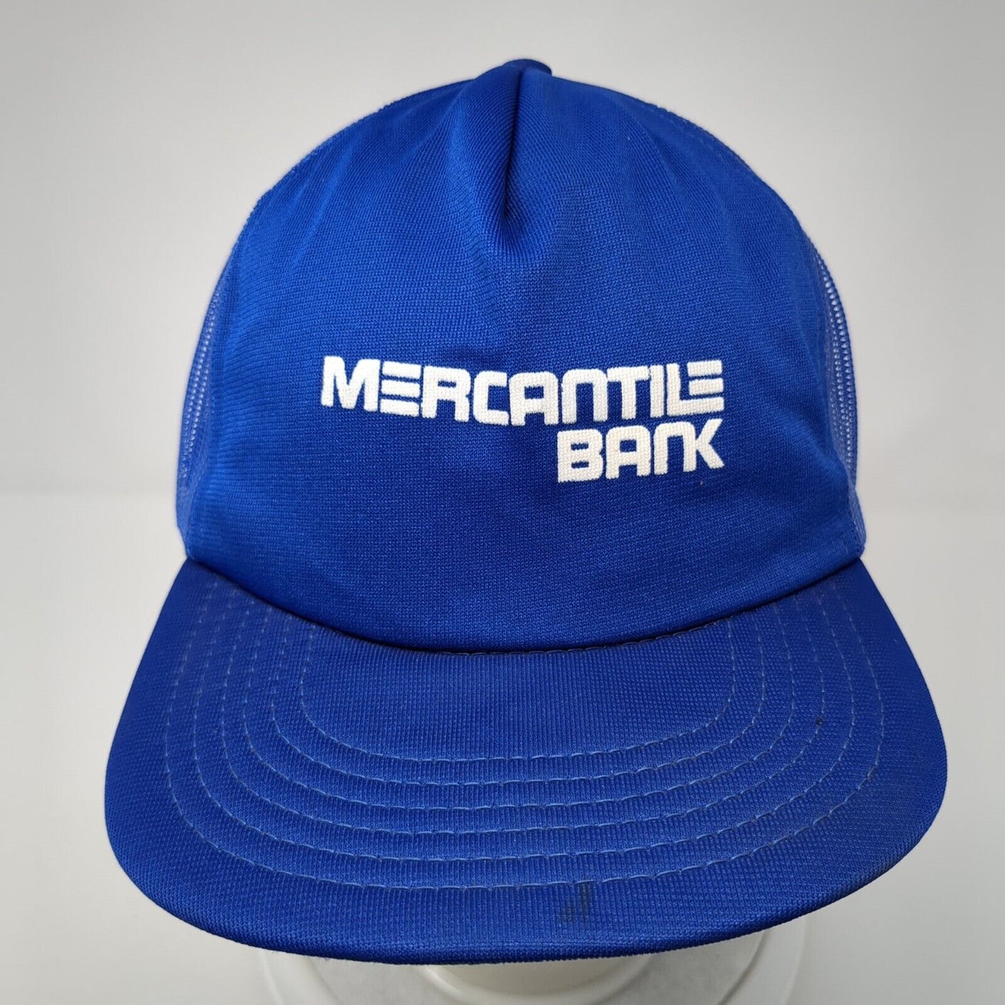 Mercantile Bank Snapback Trucker Hat Blue 6 7/8-7 5/8 Mesh Back Outdoor