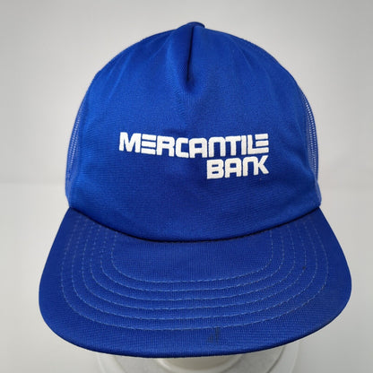 Mercantile Bank Snapback Trucker Hat Blue 6 7/8-7 5/8 Mesh Back Outdoor