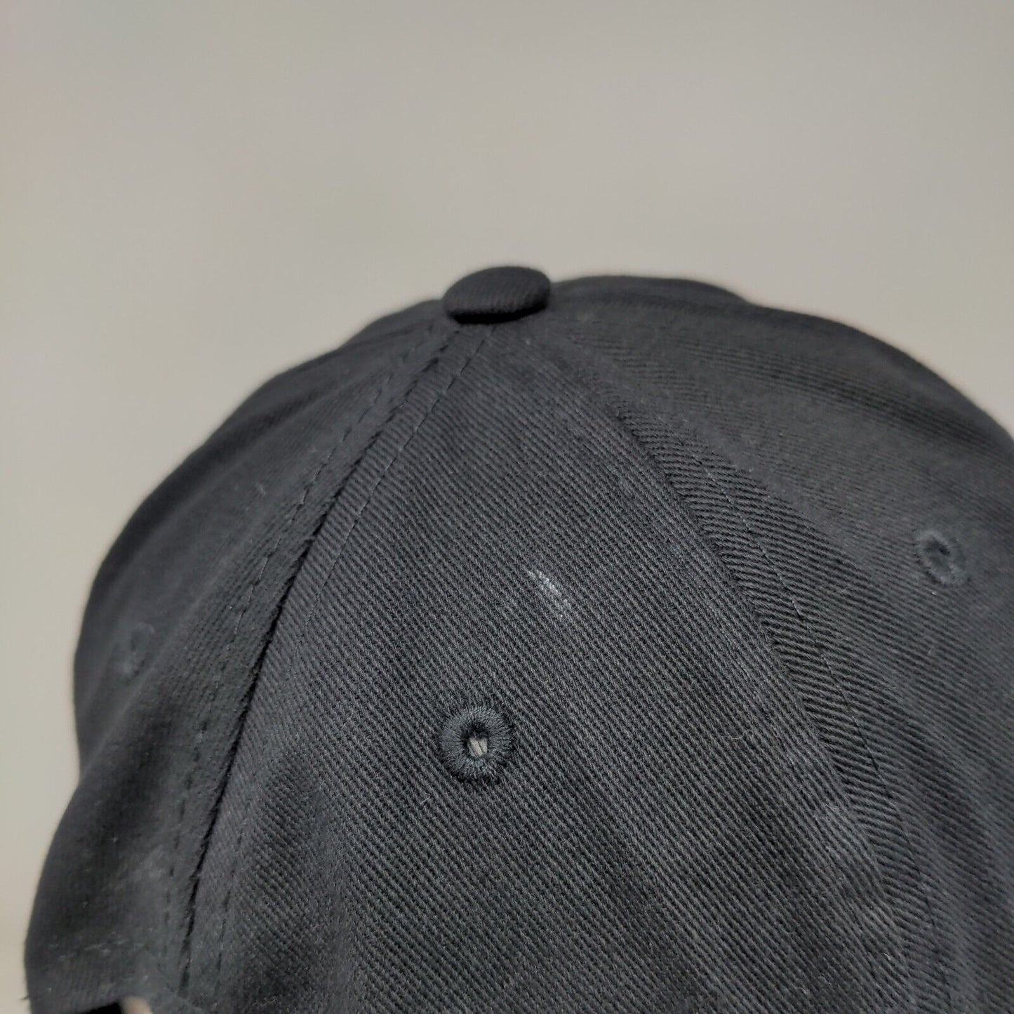 Smiley Face Strapback Hat Black One Size Adjustable Embroidered 6 Panel Cotton