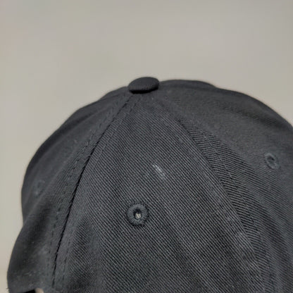 Smiley Face Strapback Hat Black One Size Adjustable Embroidered 6 Panel Cotton