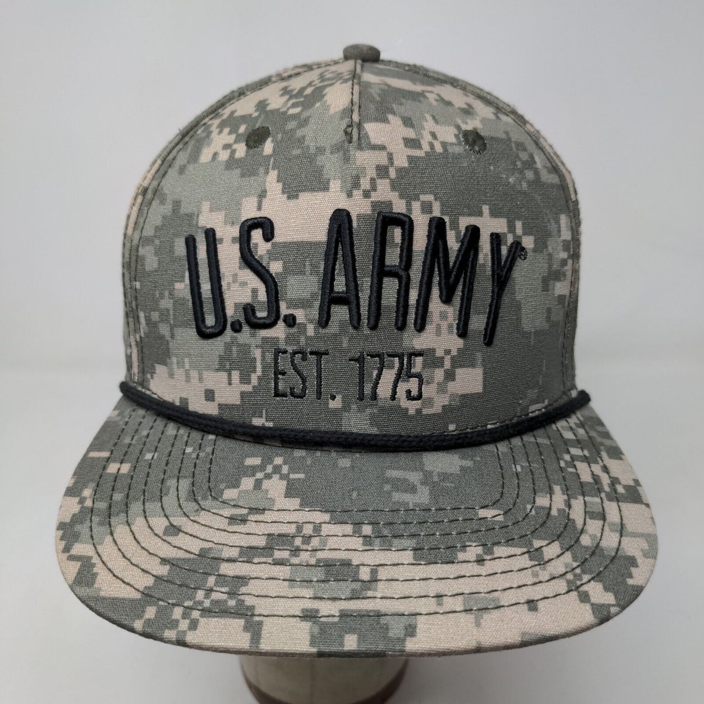 U.S. Army Official Snapback Trucker Hat Digital Camo OSFA Embroidered Logo Rope