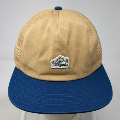 Patagonia 5 Panel Beige One Size Snapback Mountain Logo Side Stripes Hat
