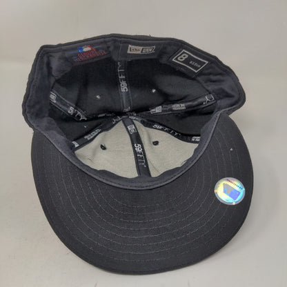 New Era Men's Fitted Hat Black 8 Embroidered Florida Marlins Logo 59Fifty