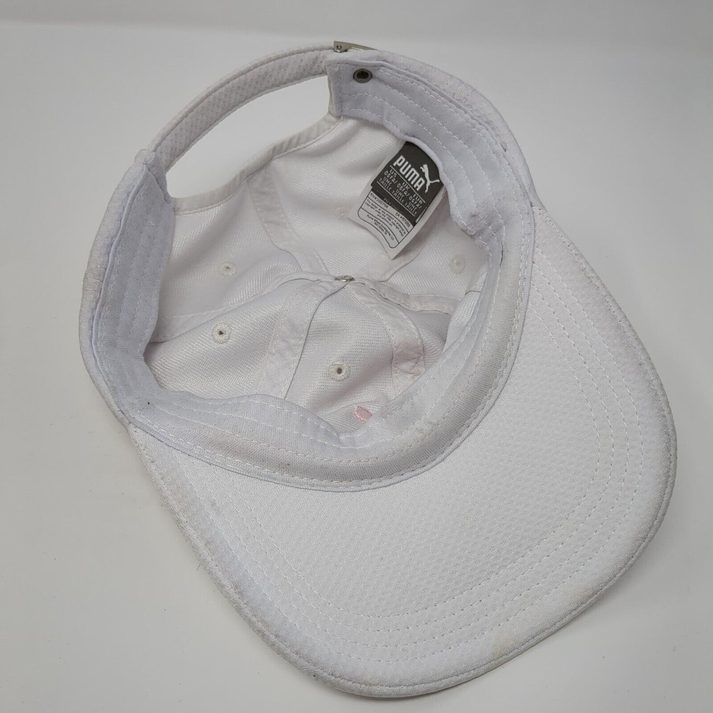 PUMA Slideback Hat White One Size Adjustable Embroidered Logo 6 Panel