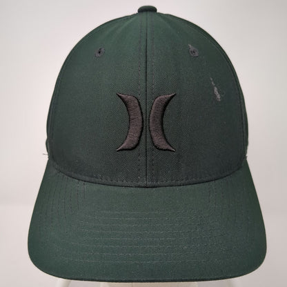 Hurley Baseball Cap Green XL Flexfit Embroidered Logo Polyester Stretch Fit Hat