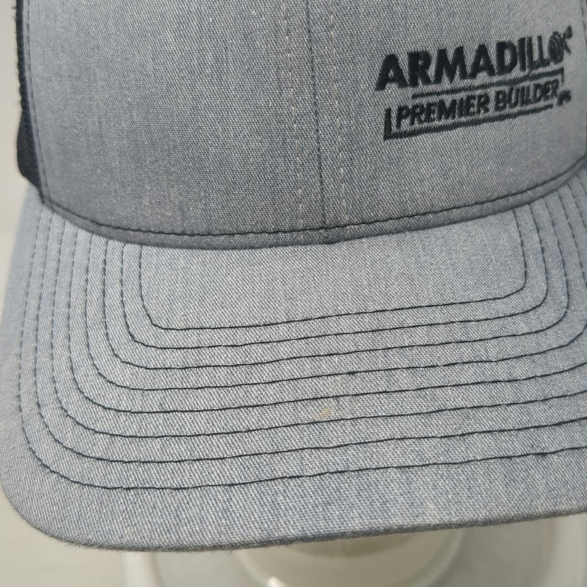 Richardson Trucker Hat Gray One Size Snapback Mesh Armadillo Premier Builder