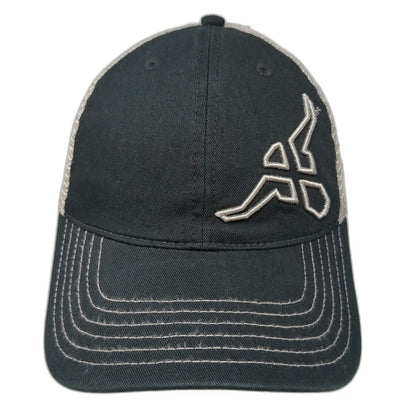 Wrangler Trucker Hat Black Gray One Size Mesh Snapback Logo Contrast Stitching