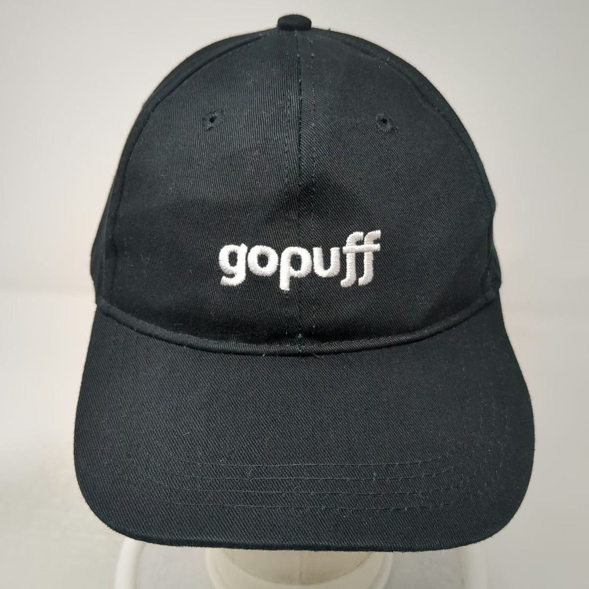 Gopuff Baseball Cap Black White One Size Slideback Embroidered Logo 6 Panel Hat