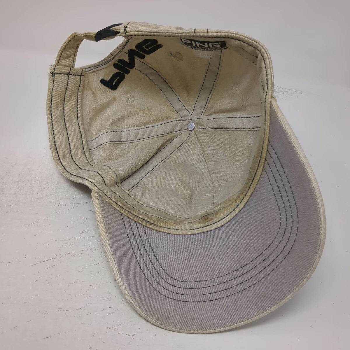 Ping Baseball Cap Beige OSFM Scottsdale G15 K15 Golf Hat Slideback Embroidered