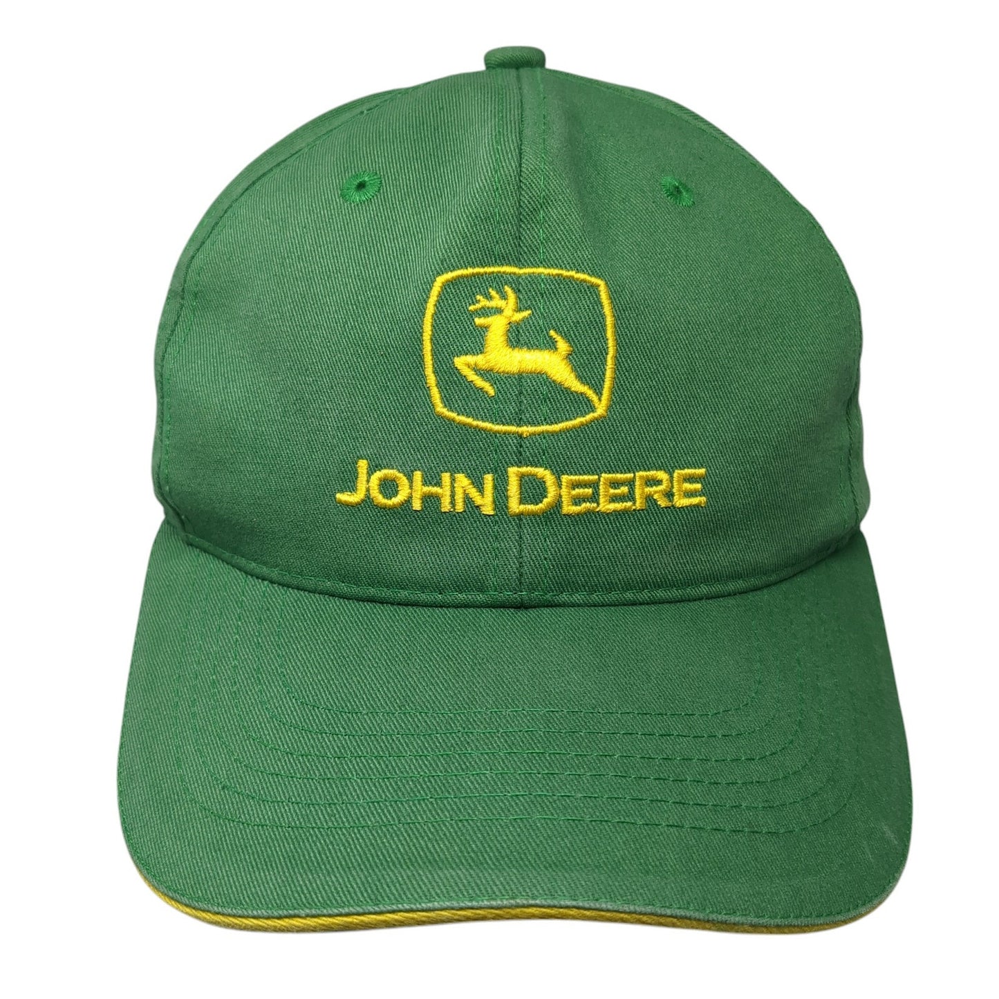 John Deer Snapback Hat Green One Size Adjustable Embroidered Vented Holes