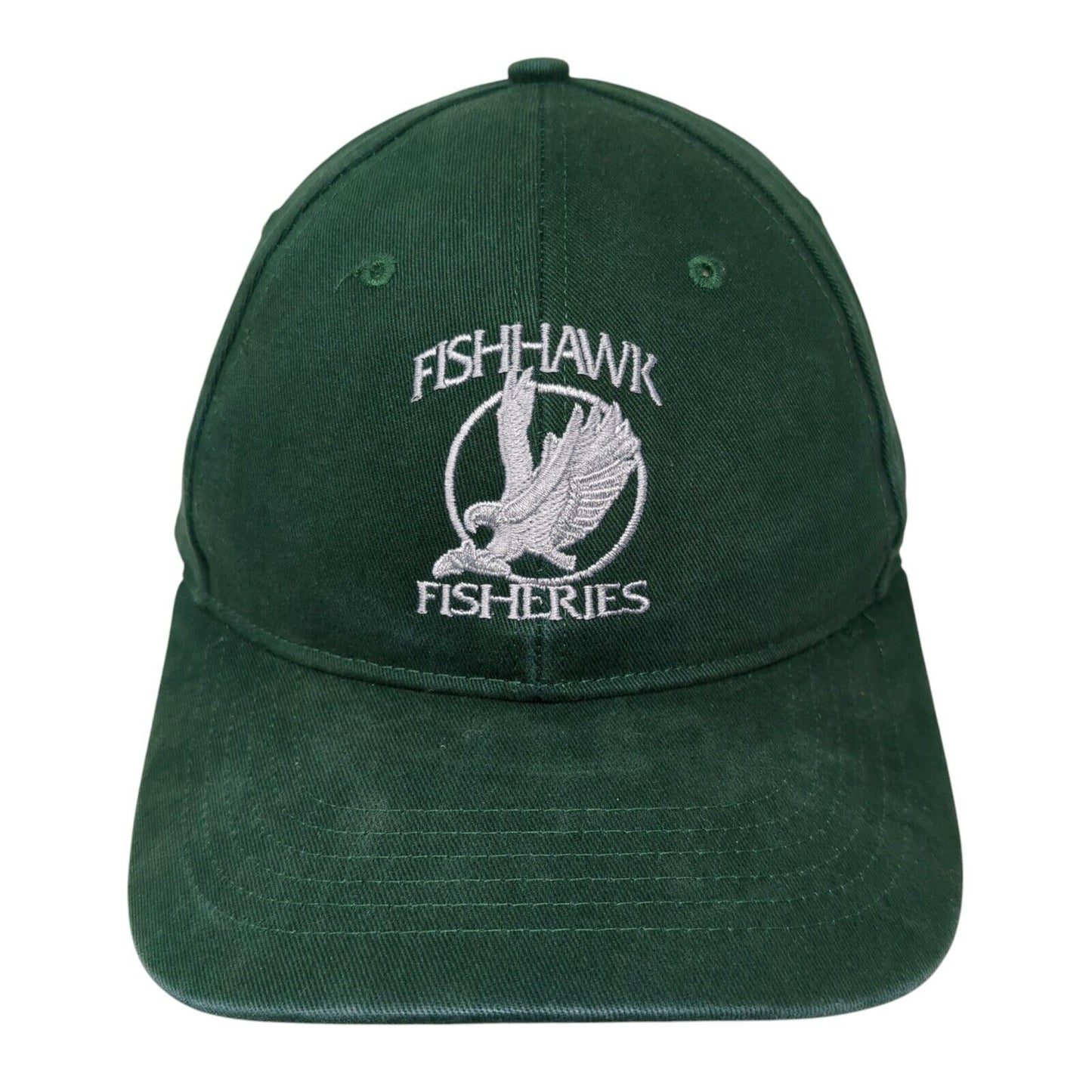 Fishhawk Fisheries Strapback Hat Green One Size Embroidered Astoria/Kenai