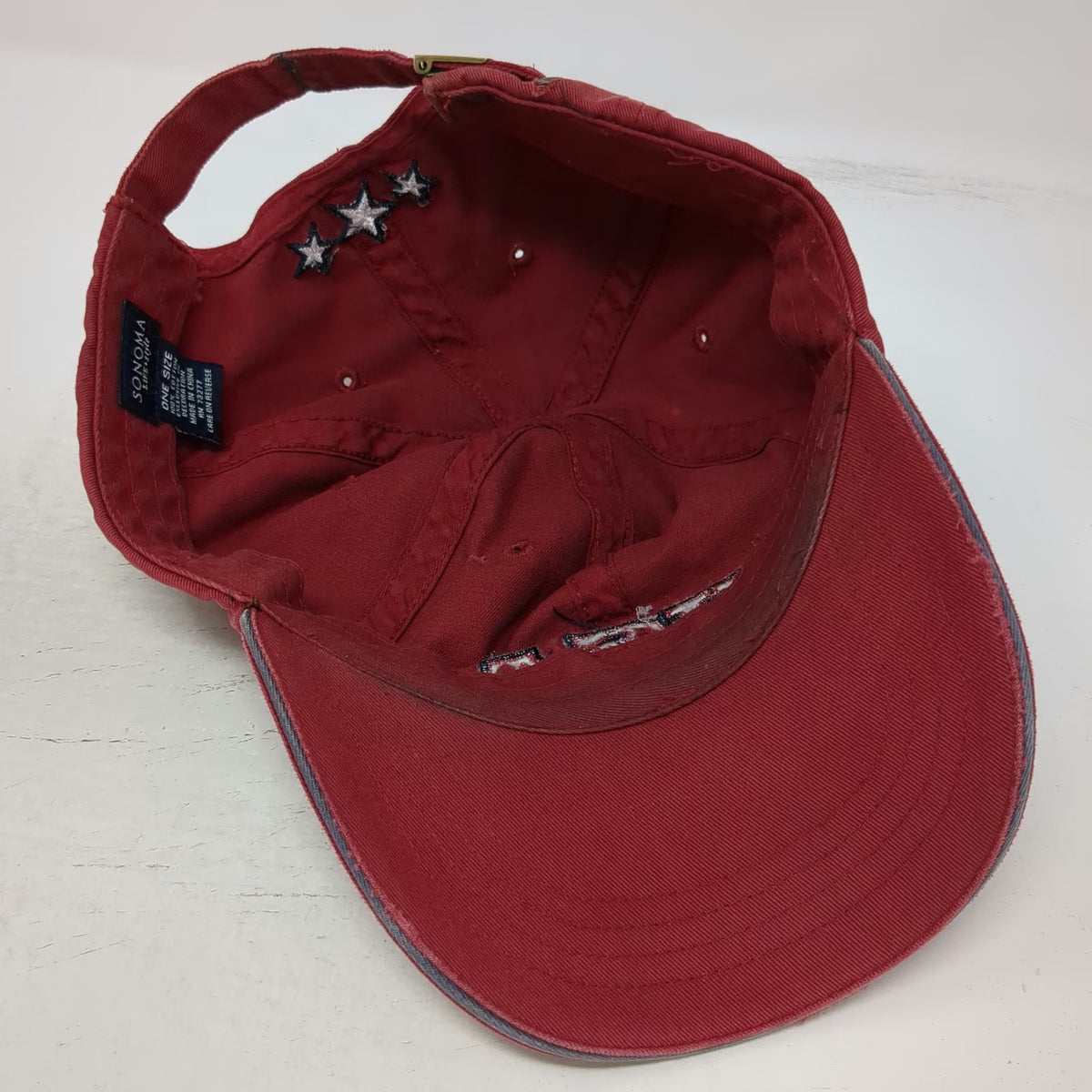 Sonoma Baseball Cap Red One Size USA Stars Strapback Cotton Distressed Hat