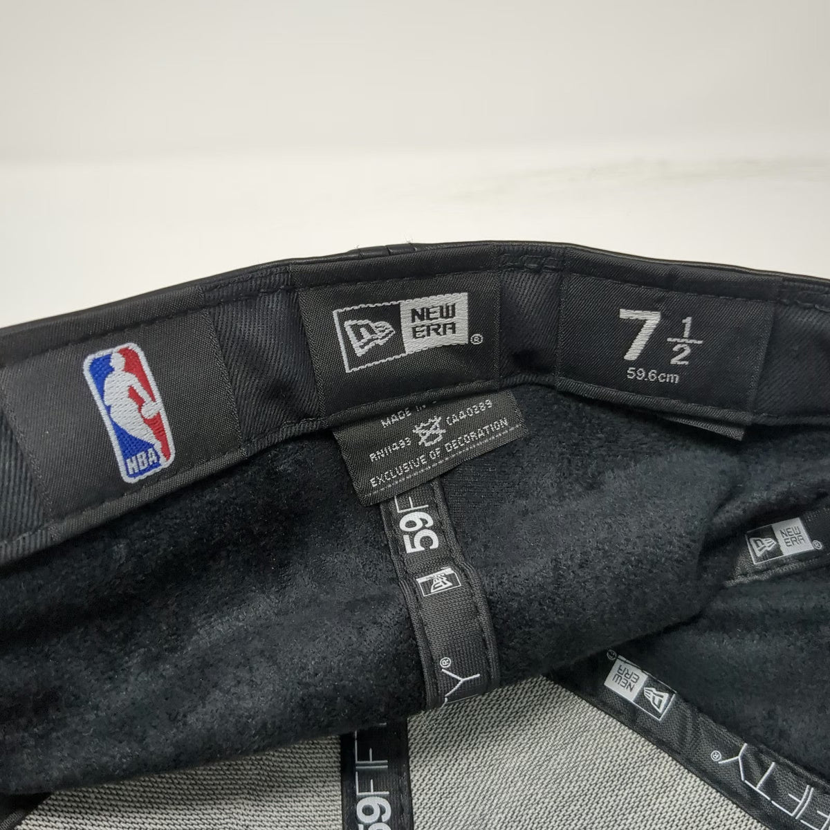 New Era NBA Golden State Warriors Black 7 1/2 Hat Fitted Vegan Leather 59FIFTY
