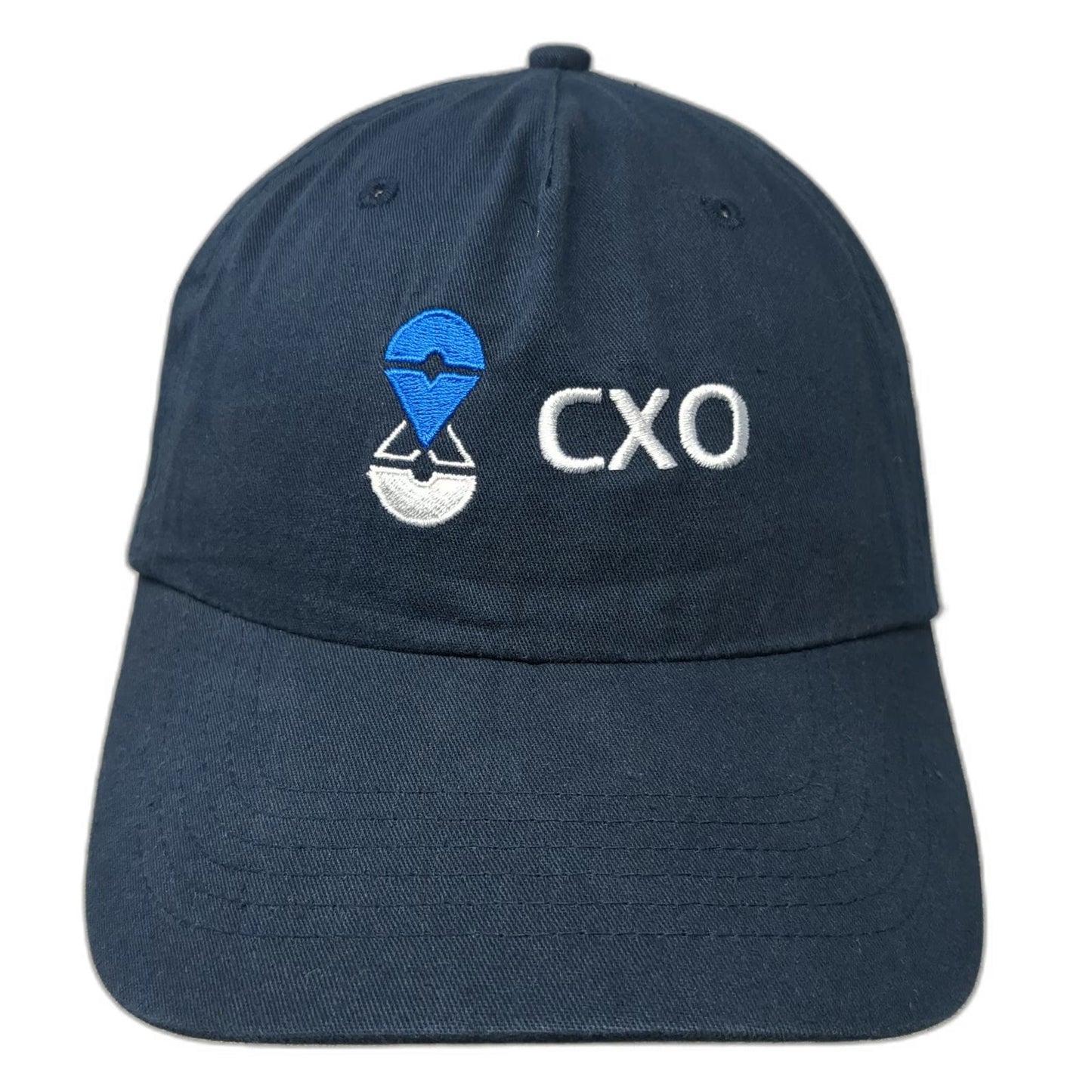 Hit 5 Panel Blue Hat One Size CXO Logo Embroidered Cotton Strapback Adjustable