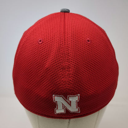 Nebraska Cornhuskers NCAA New Era Red Gray L Hat 39THIRTY Stretch Curved Brim