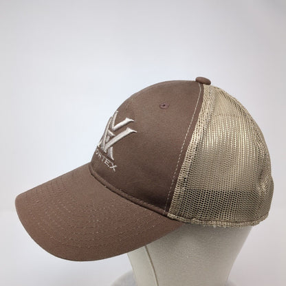 Vortex Snapback Mesh Back Trucker Hat Brown One Size Embroidered Logo