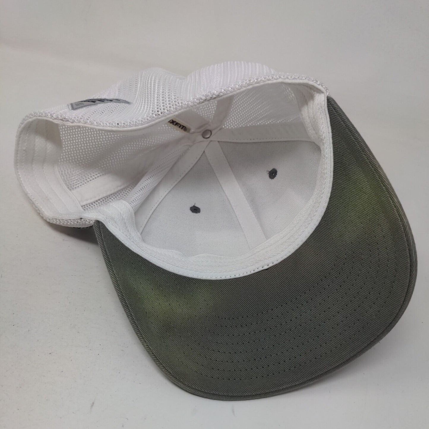 Fish American Flag Fitted Trucker Hat Green S/M Columbia PFG Colorblock