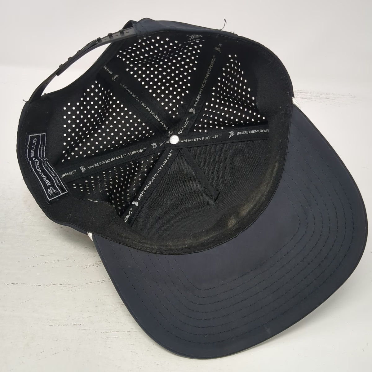 Branded Bills Black Trucker Hat One Size Fiber Net Incorporated Rope Snapback
