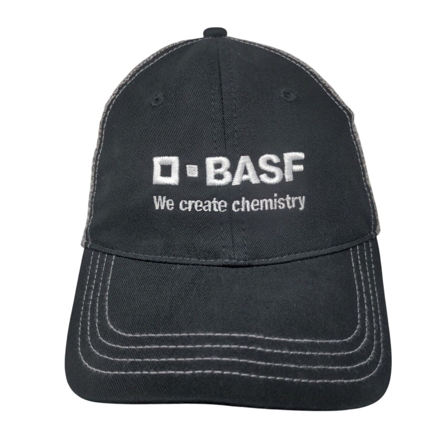 O-BASF We Create Chemistry Snapback Trucker Hat Black M/L Mesh Back