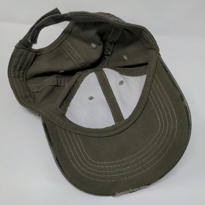 Unbranded Strapback Hat Camouflage OSFA Adjustable Distressed 6 Panel Blank