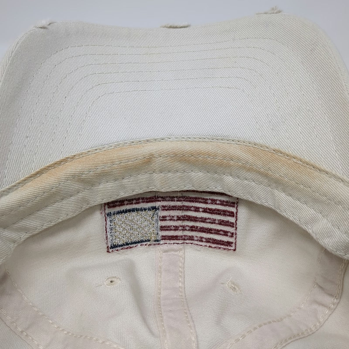 DPC Baseball Cap Beige One Size American Flag Distressed Patch Slideback Hat