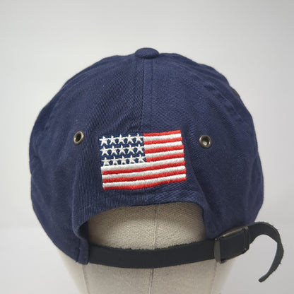 USA American Flag Slideback Hat Blue One Size Adjustable Leather Strap