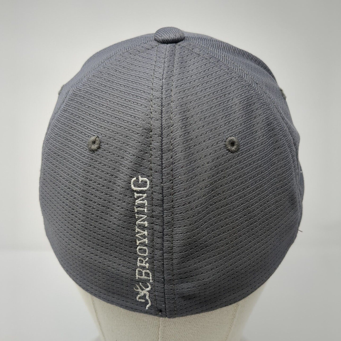 Browning Fitted Hat Gray S/M Flexfit Embroidered Vented Holes 6 Panel