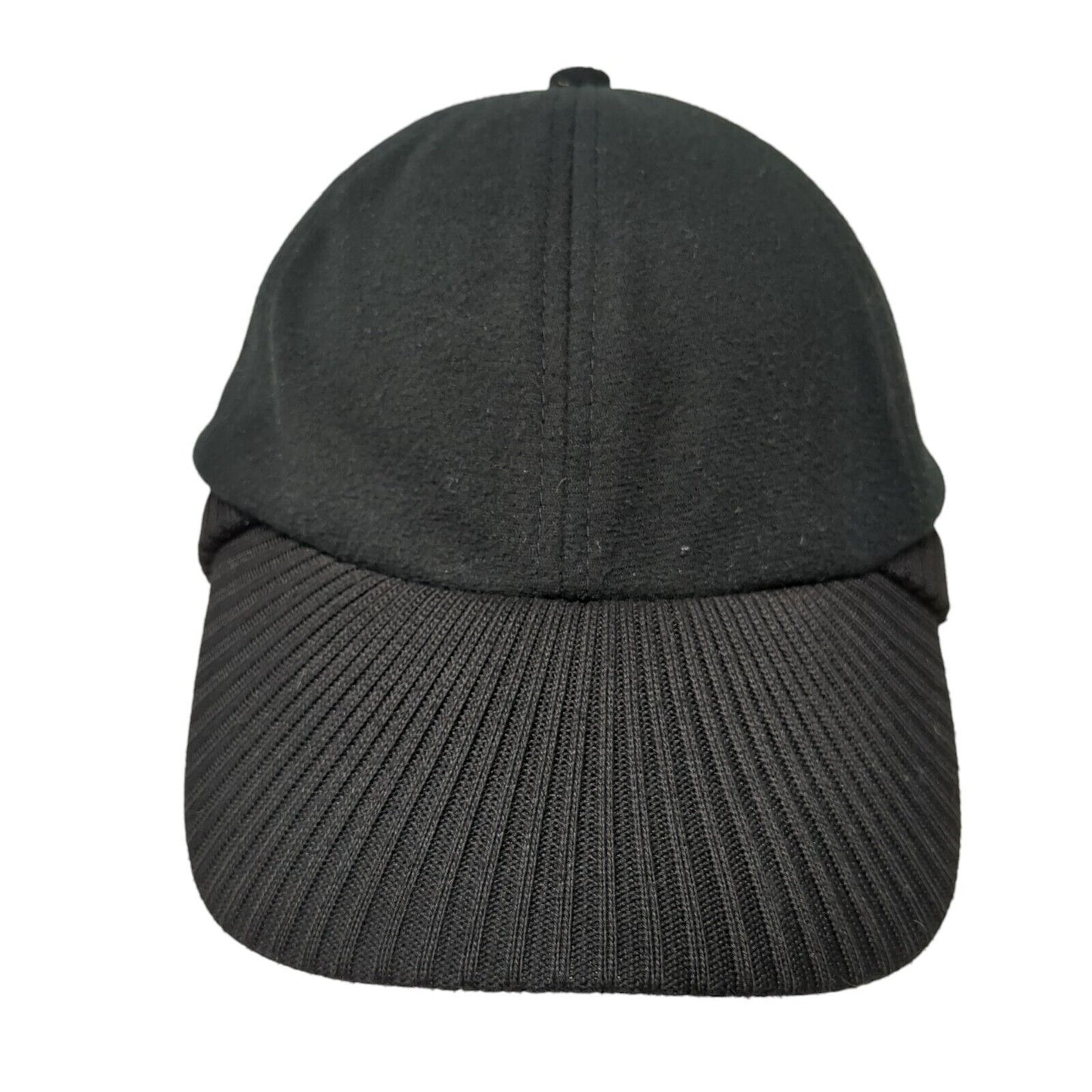 Unbranded Strapback Hat Black One Size Knit Ear Flap Solid Adjustable