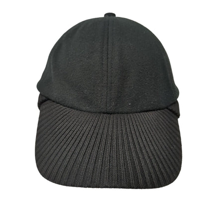 Unbranded Strapback Hat Black One Size Knit Ear Flap Solid Adjustable