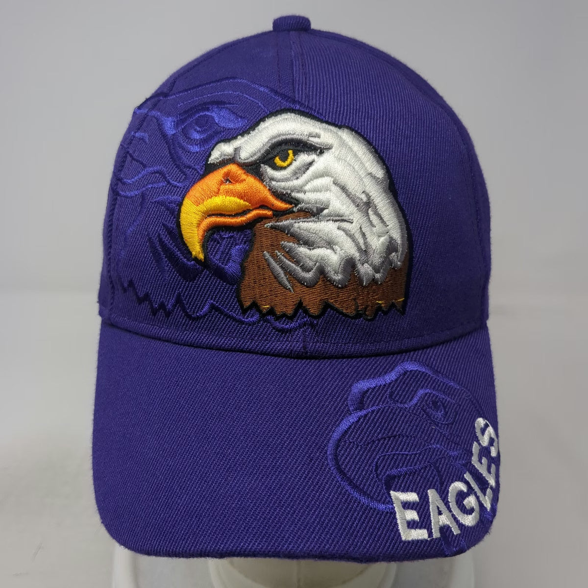 Patriotic Jac Sales Purple One Size Baseball Cap Hat Eagle Head Brim Embroidery