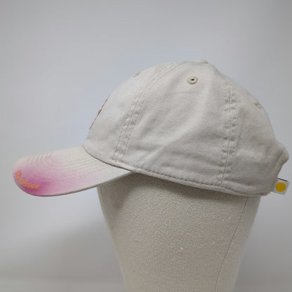Life is Good Baseball Cap Beige One Size Daisy Flower Pink Spray Effect Hat