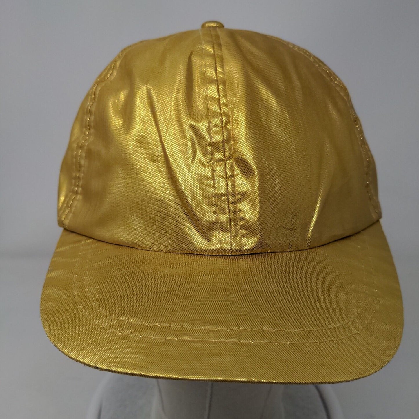 Jhats Stretch Strapback Hat Gold OSFA 6 Panel Lightweight Metallic Blank