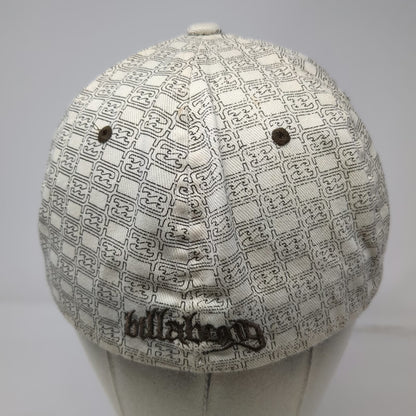 Billabong Baseball Cap Brown White One Size Flexfit All Over Print Wave Logo Hat
