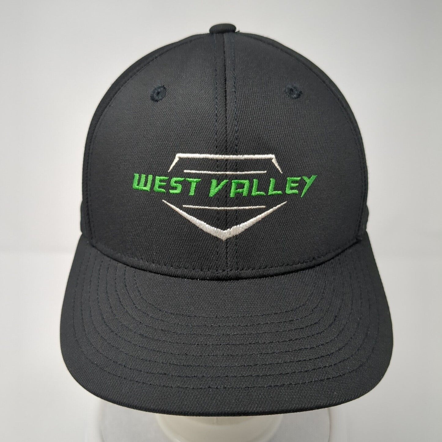 West Valley Fitted Hat Black L-XL Solid Embroidered 6 Panel Champro