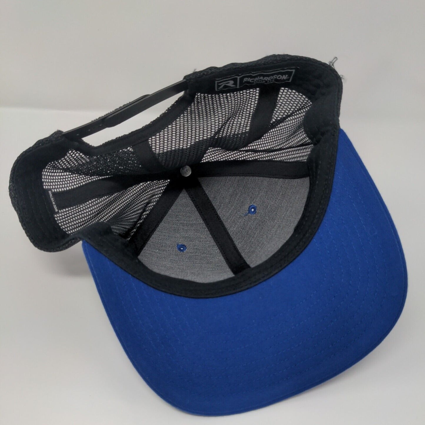 Richardson Snapback Trucker Hat Blue One Size Adjustable Embroidered Mesh Back