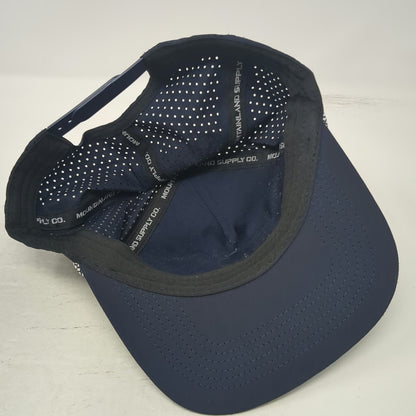 Mountainland Supply Co Trucker Hat Blue One Size Rope Mountain Logo Perforated