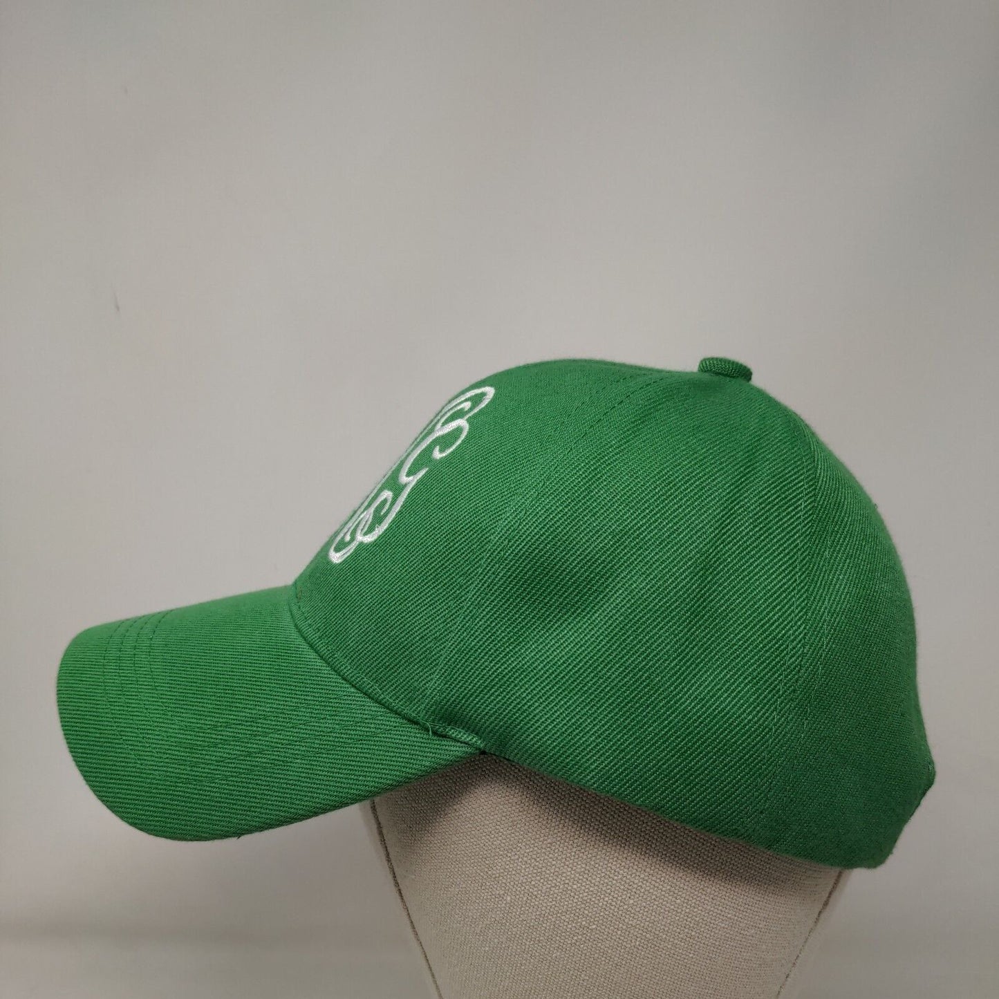 Monogram Strapback Hat Green One Size Adjustable Embroidered 6 Panel