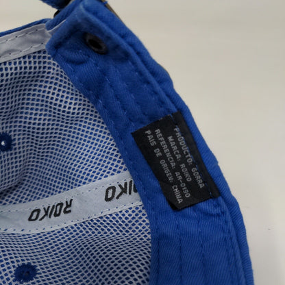Roiko Slideback Hat Blue One Size Adjustable Emblem Vented Holes 6 Panel