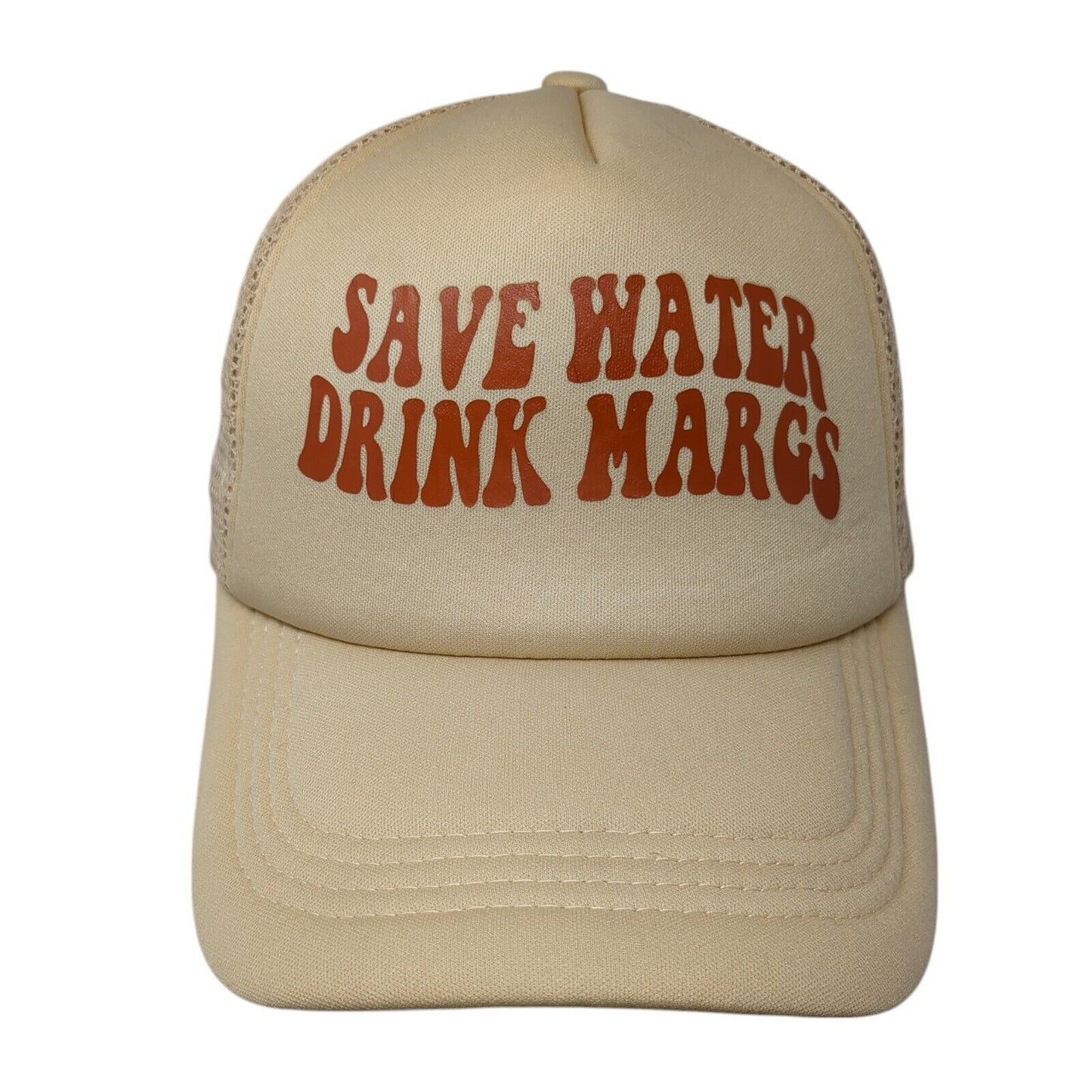 Save Water Drink Margs Snapback Trucker Hat Tan One Size Adjustable Mesh Back
