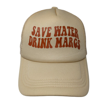 Save Water Drink Margs Snapback Trucker Hat Tan One Size Adjustable Mesh Back