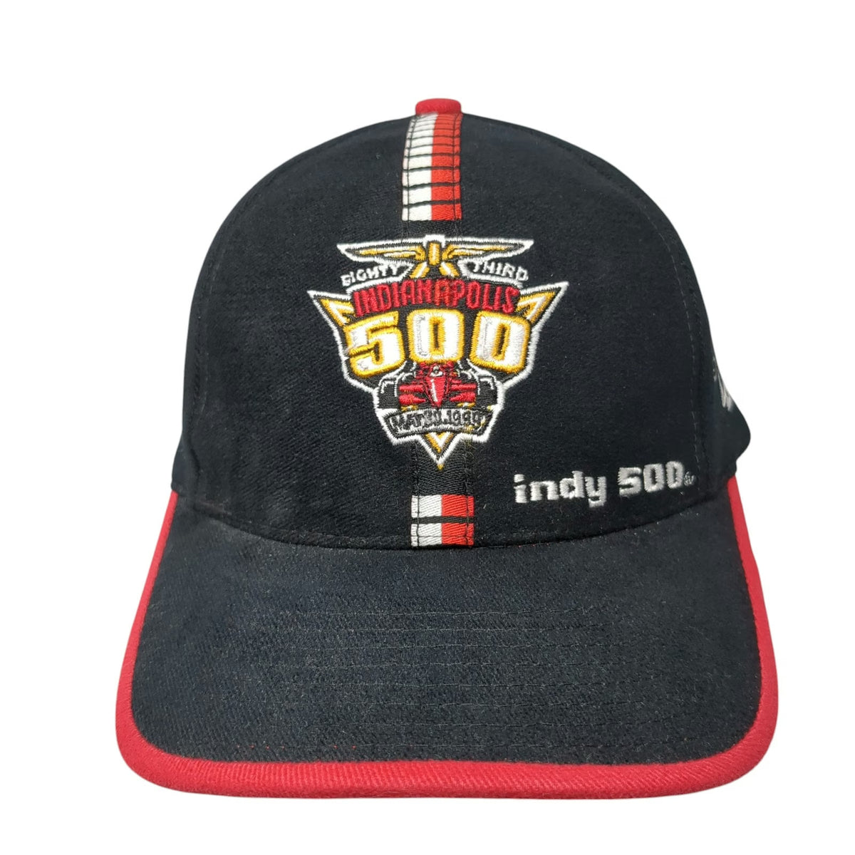 Logo Athletic Indianapolis 500 Baseball Cap Black OSFM 1999 Racing Hat Vintage
