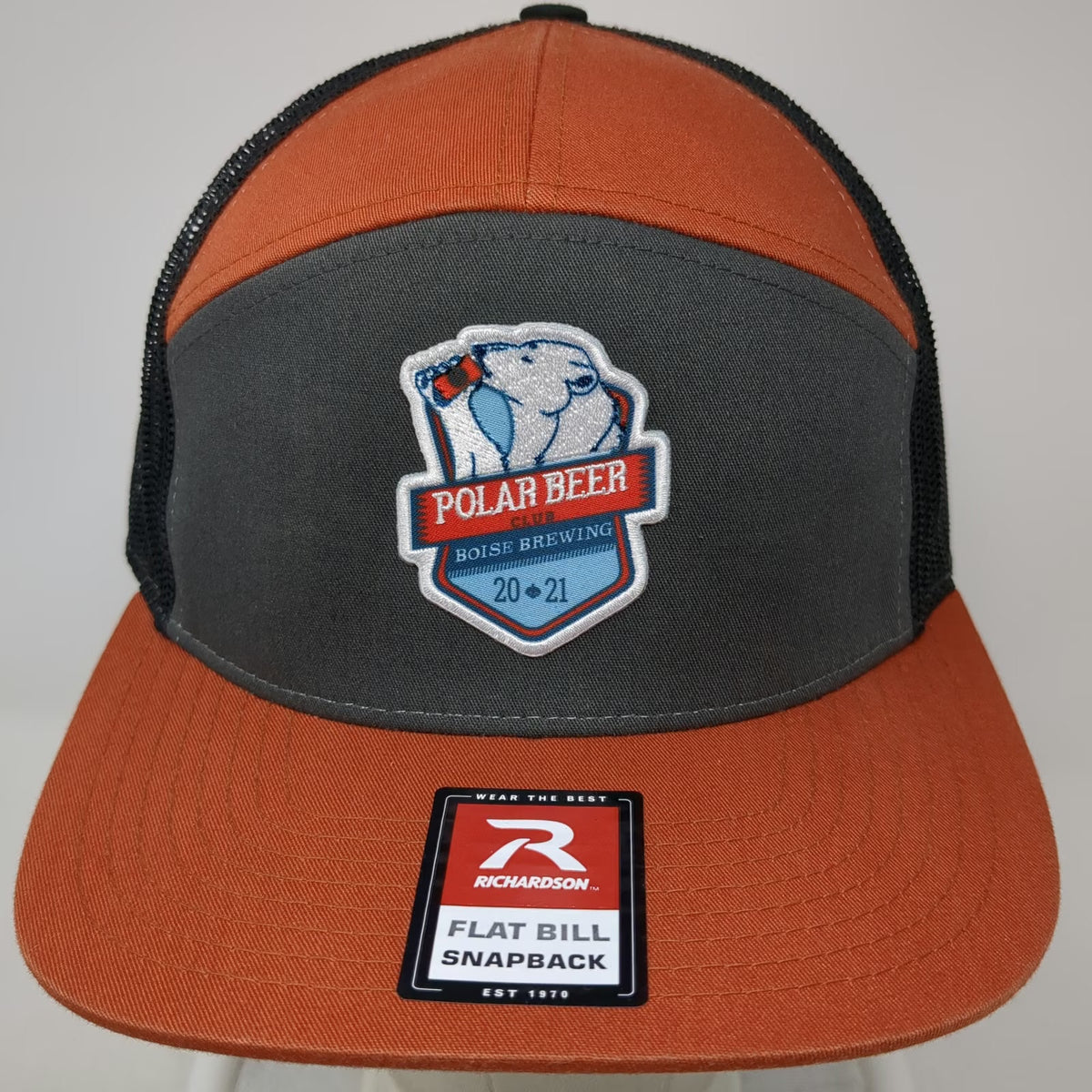 Richardson Trucker Hat Orange One Size Boise Brewing Polar Beer Mesh Snapback