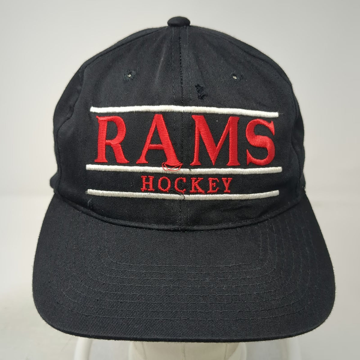 The Game Snapback Hat Black One Size Rams Hockey Green Underbrim MGR Embroidered