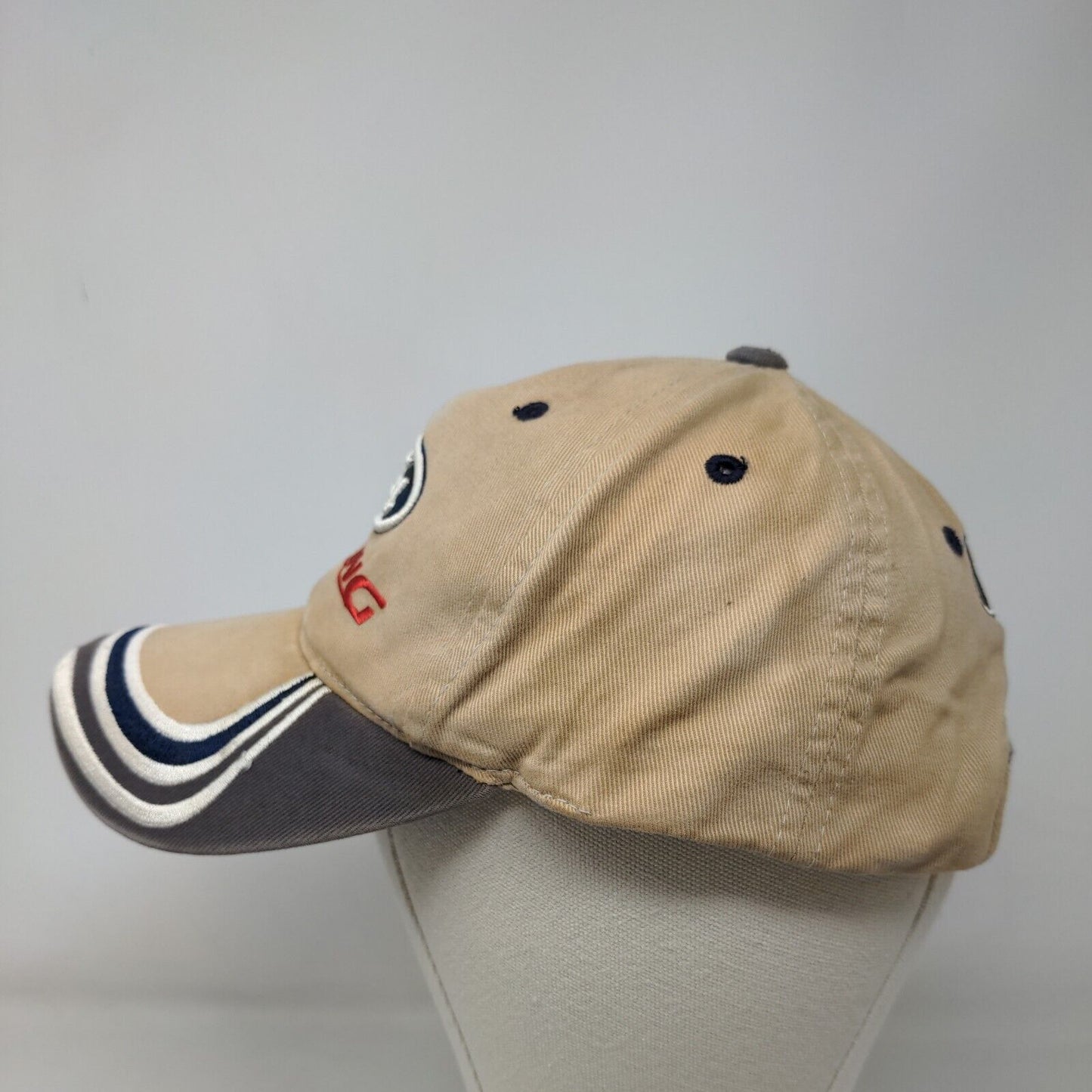 NASCAR Checkered Flag Men's Strapback Hat Tan Ford Racing Embroidered Logo