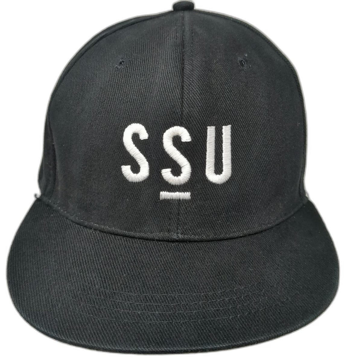Pedigree Snapback Black One Size SSU Embroidered Logo Flat Brim Cotton Hat
