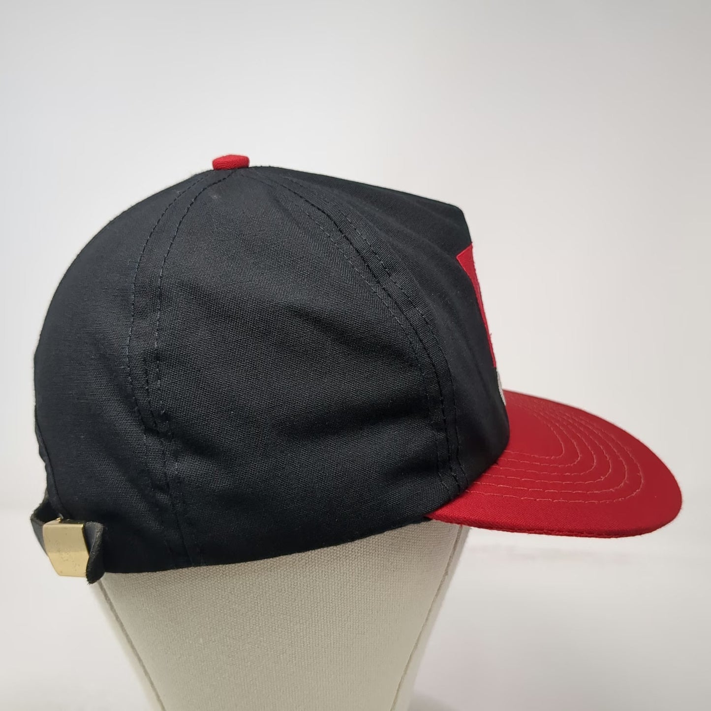 Omni Logo Black Red 5 Panel Hat One Size Slideback Cotton Structured